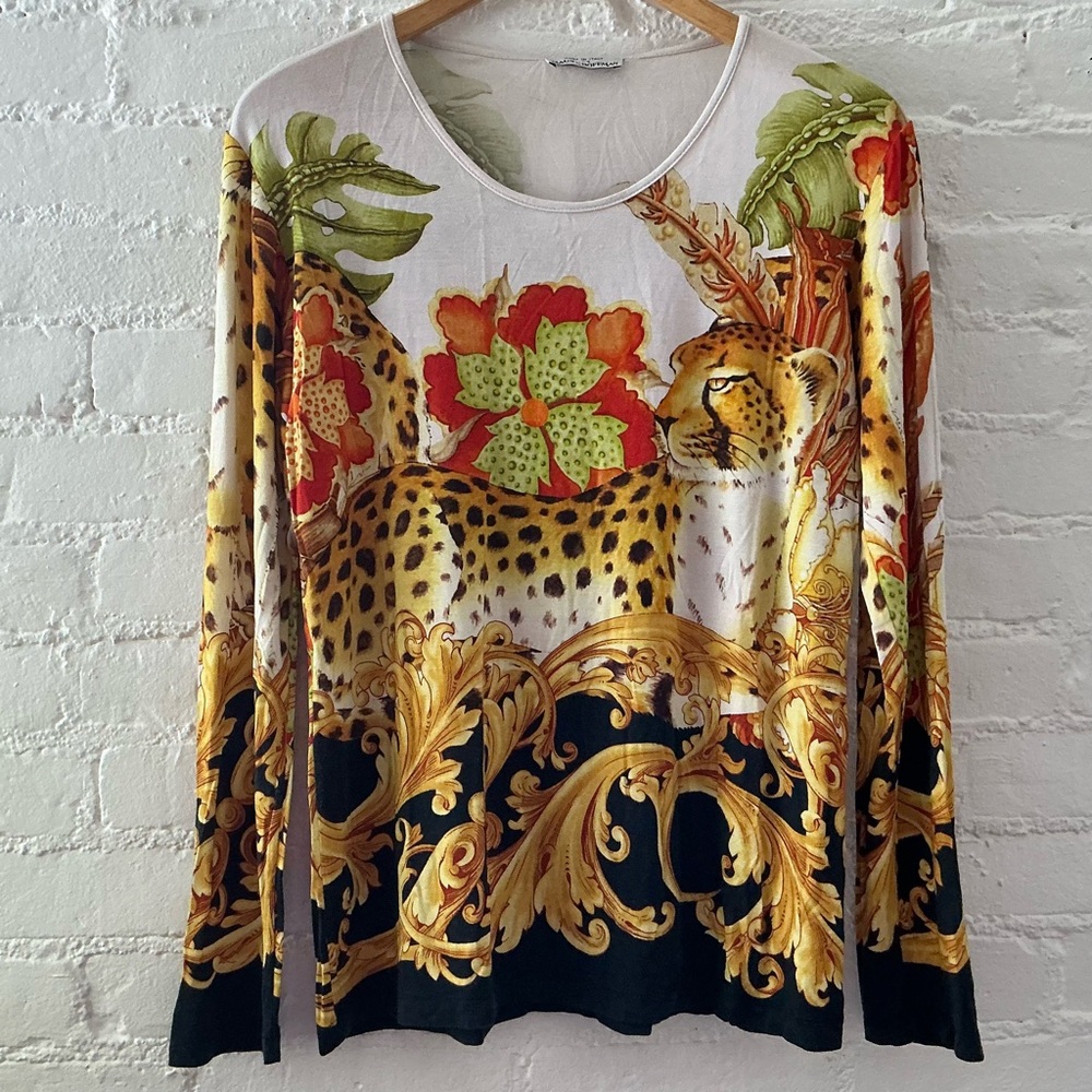 Made in Italy for Maus & Hoffman Bold Colorful Print Long Sleeve Shirt Top